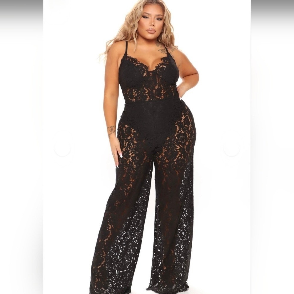 Fashion‎ Nova Black Lace Jumpsuit Size 3x